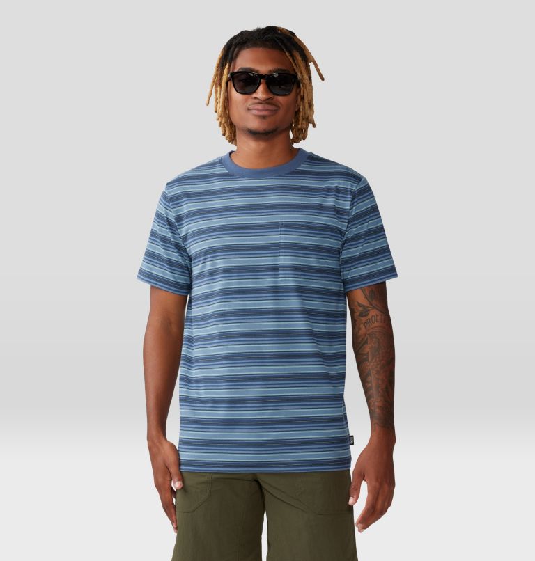 Men's Low Exposure Short Sleeve, Color: Zinc Crag Stripe, image 1