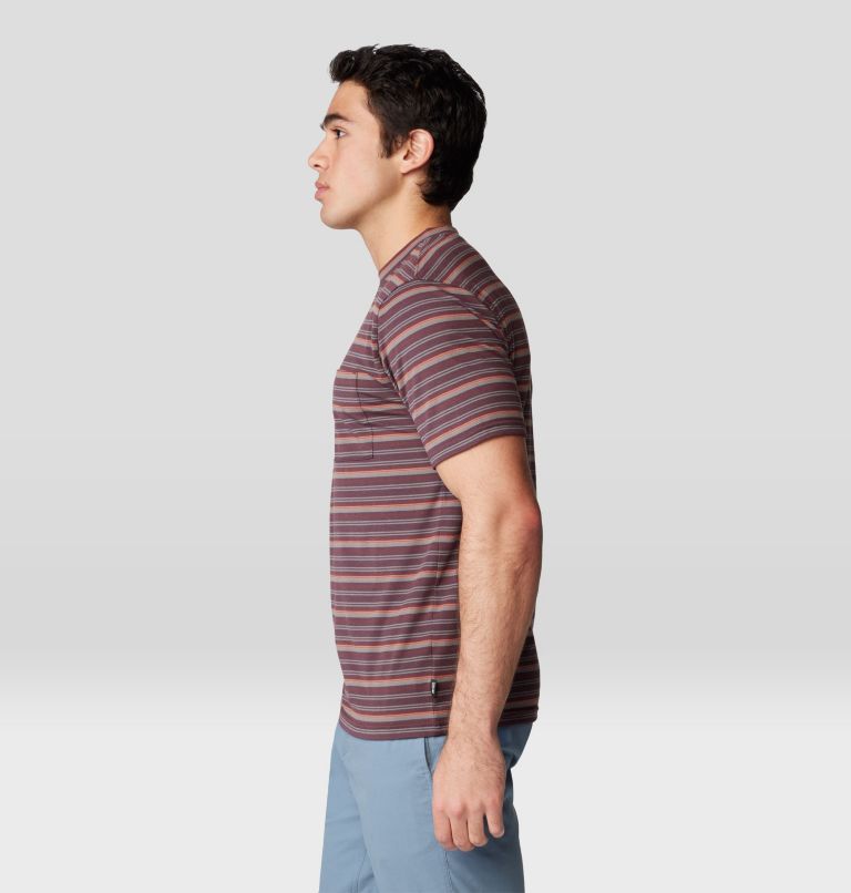 Men's Low Exposure Short Sleeve, Color: Blackberry Crag Stripe Print, image 3