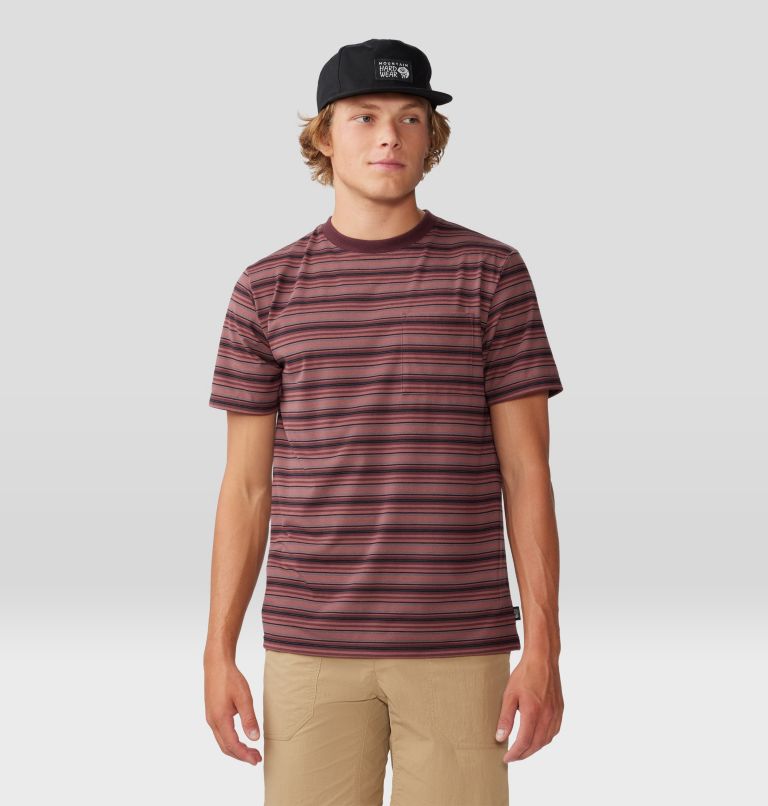 Men's Low Exposure Short Sleeve, Color: Washed Raisin Crag Stripe, image 1