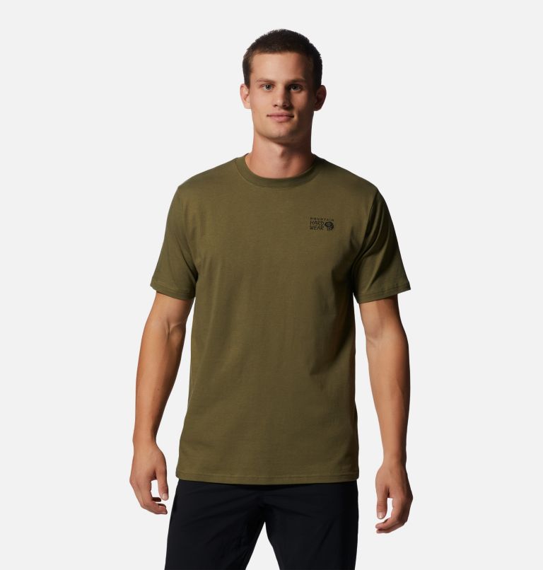 Thumbnail: Men's MHW Back Logo Short Sleeve, Color: Combat Green, image 1