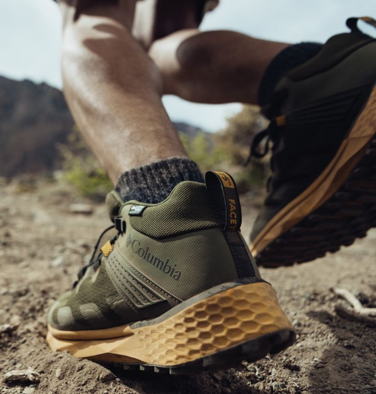 Thumbnail: Men's Facet 75 Mid Outdry Waterproof Hiking Shoe, Color: Nori, Golden Yellow, image 11