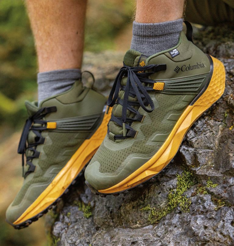 Thumbnail: Men's Facet 75 Mid Outdry Waterproof Hiking Shoe, Color: Nori, Golden Yellow, image 12