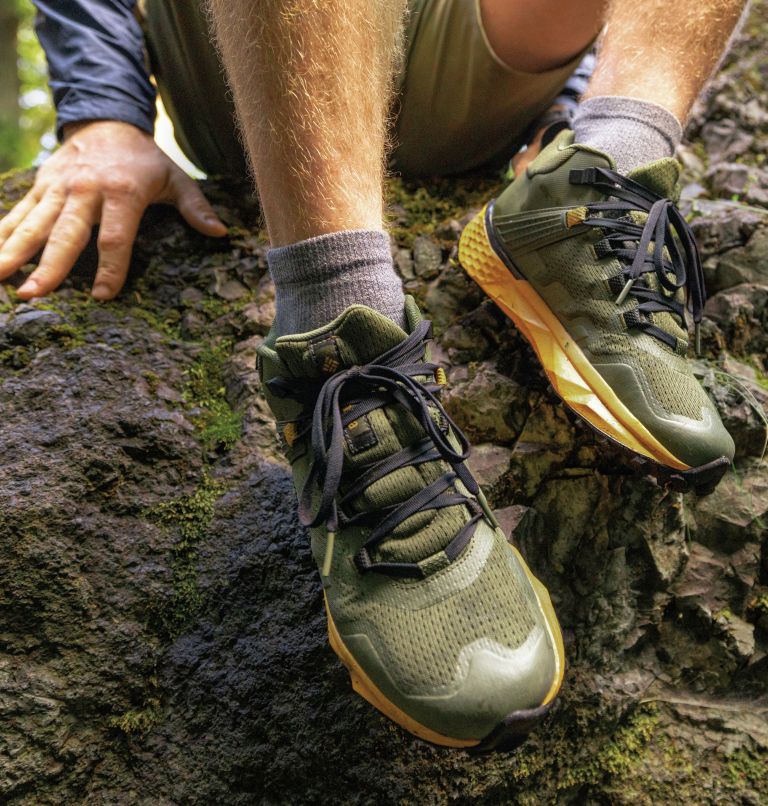 Thumbnail: Men's Facet 75 Mid Outdry Waterproof Hiking Shoe, Color: Nori, Golden Yellow, image 13