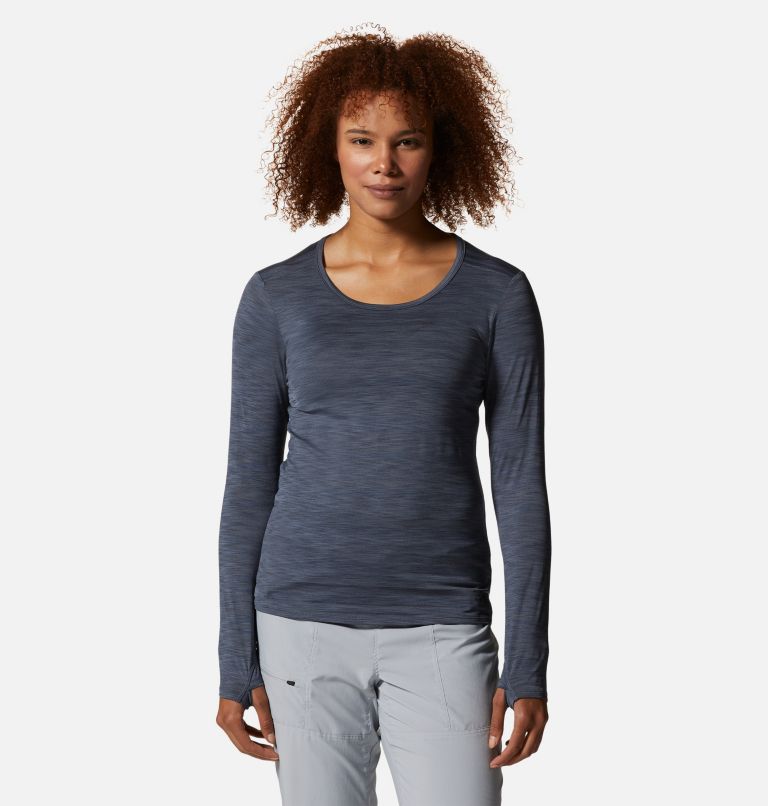 Women's Mighty Stripe Long Sleeve, Color: Blue Slate, image 1