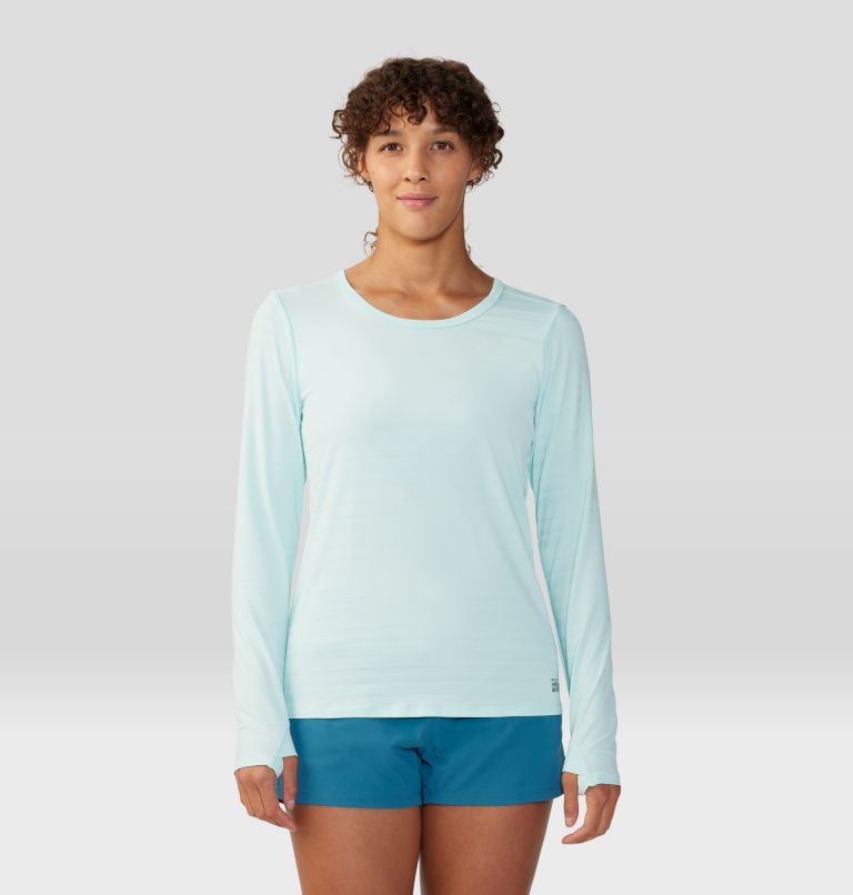 Women's Mighty Stripe Long Sleeve, Color: Pale Ice, image 1