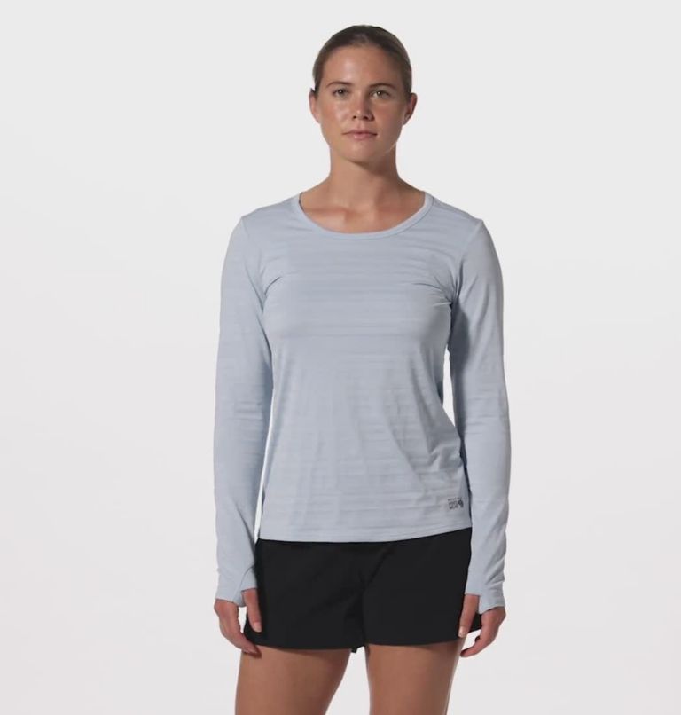 Women's Mighty Stripe Long Sleeve, Color: Arctic Ice