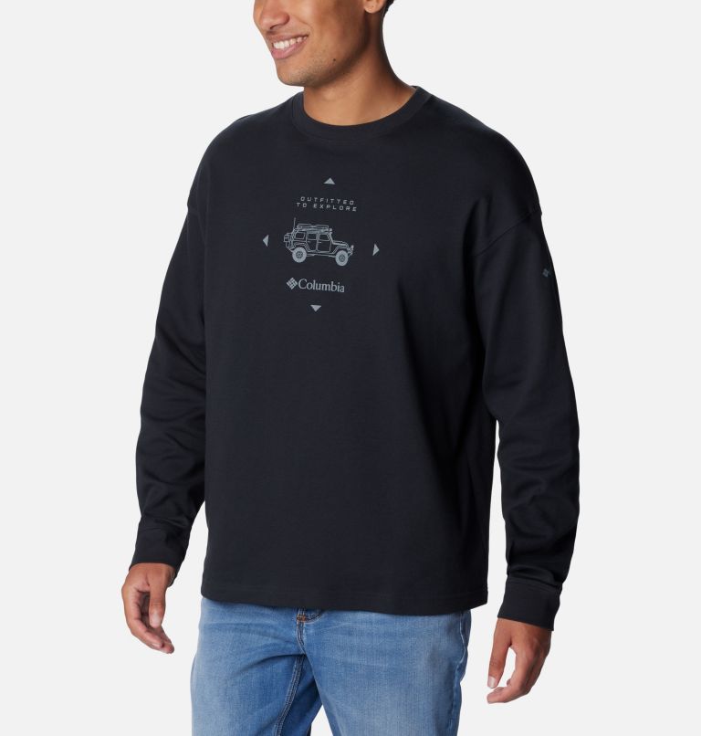Thumbnail: Men's Duxbery Relaxed Long Sleeve Crew, Color: Black, Overlander Graphic, image 5