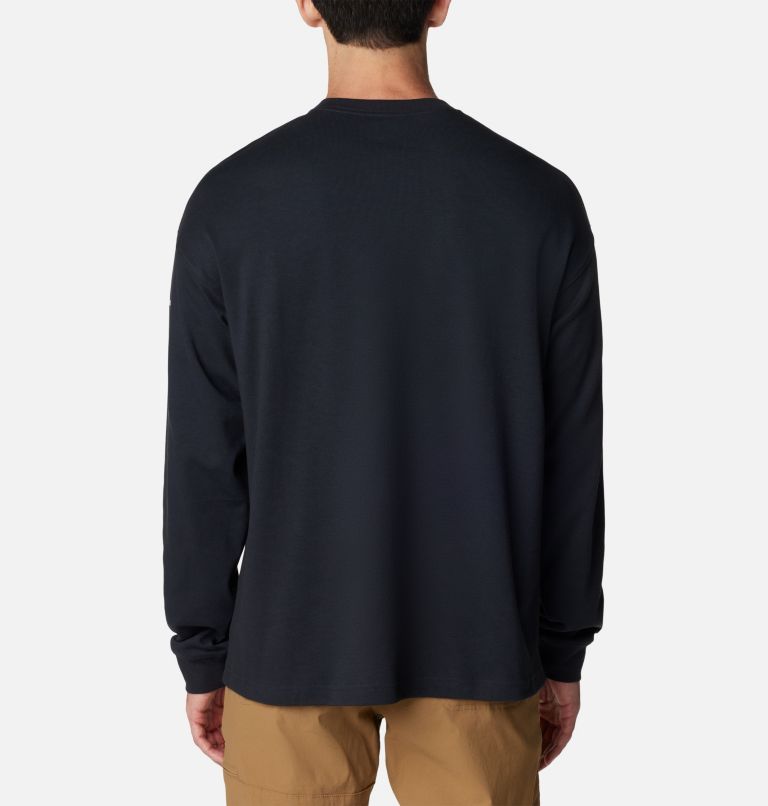 Men's Duxbery Relaxed Long Sleeve T-Shirt, Color: Black, Linear Range Graphic, image 2