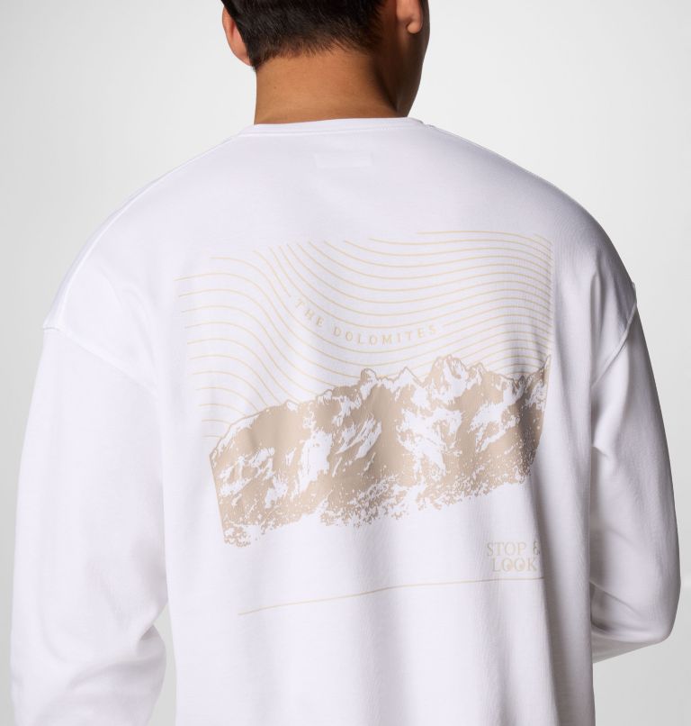 Men's Duxbery Relaxed Long Sleeve T-Shirt, Color: White, Stop and Look Dolomites, image 6