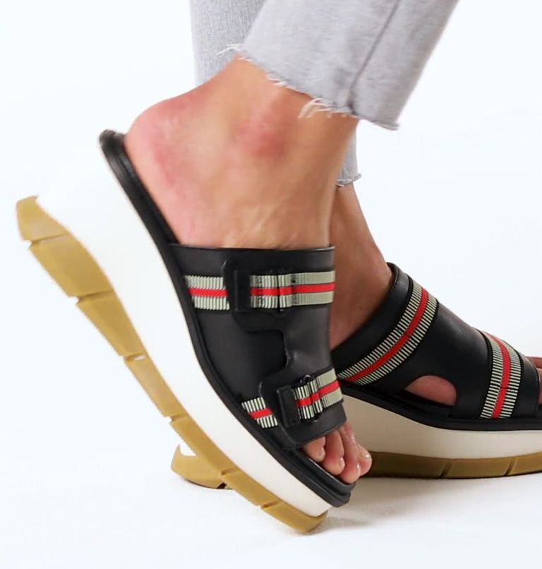 Sandale compensée à lacets avec un revêtement en jute Joanie III pour femme, Color: Black, Gum 17