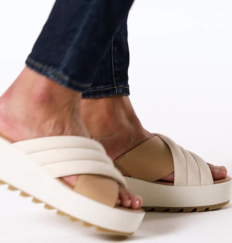 Women's Cameron Flatform Puff Wedge Mule Sandal, Color: Chalk, Honest Beige