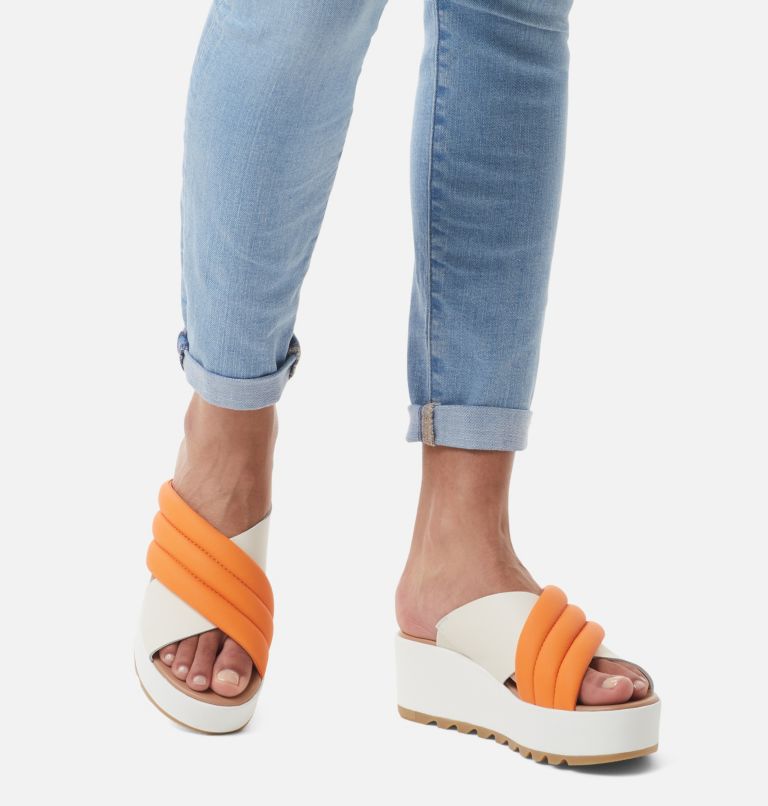 Women's Cameron Flatform Puff Wedge Mule Sandal, Color: Koi, Sea Salt, image 7