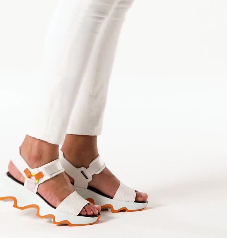 KINETIC Impact Y-Strap High Women's Wedge Sandal, Color: Sea Salt, Koi