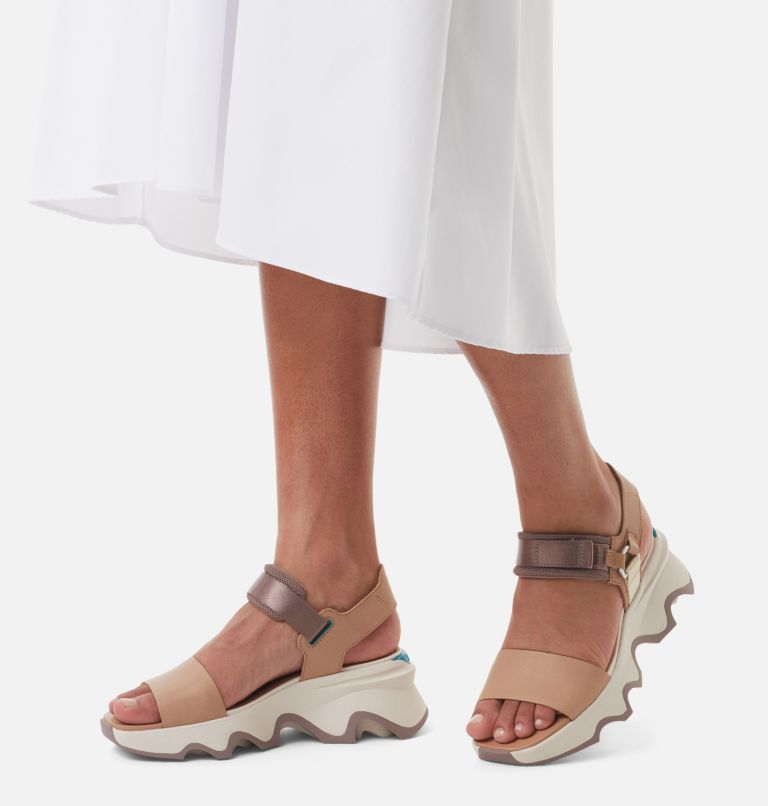 Thumbnail: KINETIC Impact Y-Strap High Women's Wedge Sandal, Color: Honest Beige, Chalk, image 7