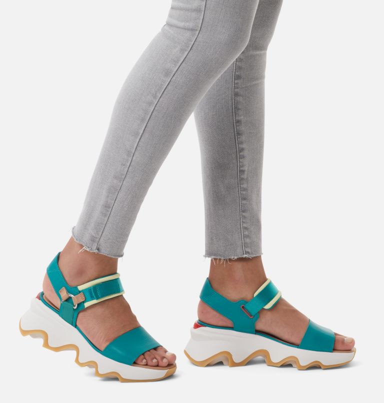 Women's Kinetic Impact Y-Strap High Sandal, Color: Teal Chloride, Sea Salt, image 7