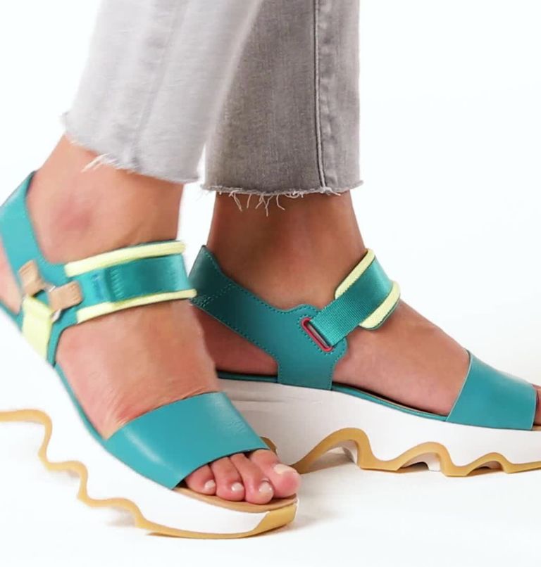 Women's Kinetic Y-Strap High Sandal, Color: Teal Chloride, Sea Salt