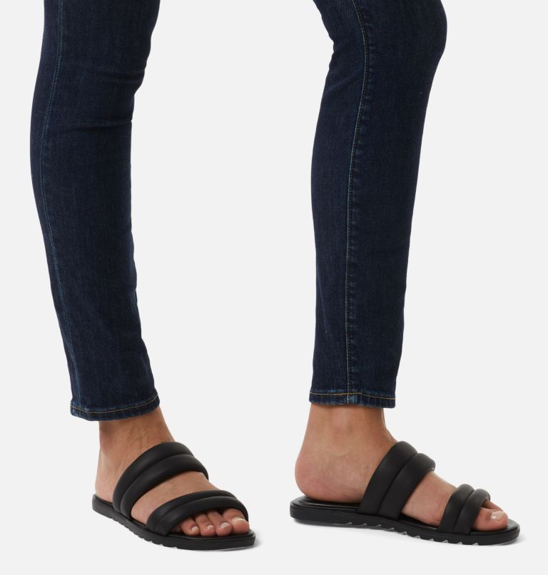Women's Ella II Puff Slide, Color: Black, Sea Salt, image 7