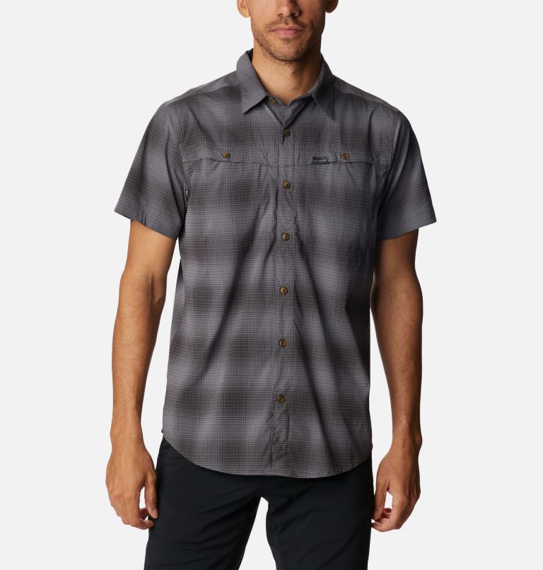 Thumbnail: Chemise manches courtes à carreaux Newton Ridge Homme, Color: City Grey Soft Ombre, image 1