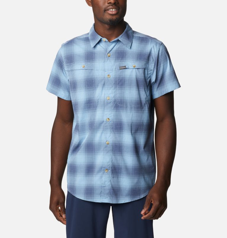 Men's Newton Ridge Plaid Short Sleeve Shirt - Tall, Color: Jet Stream Soft Ombre, image 1