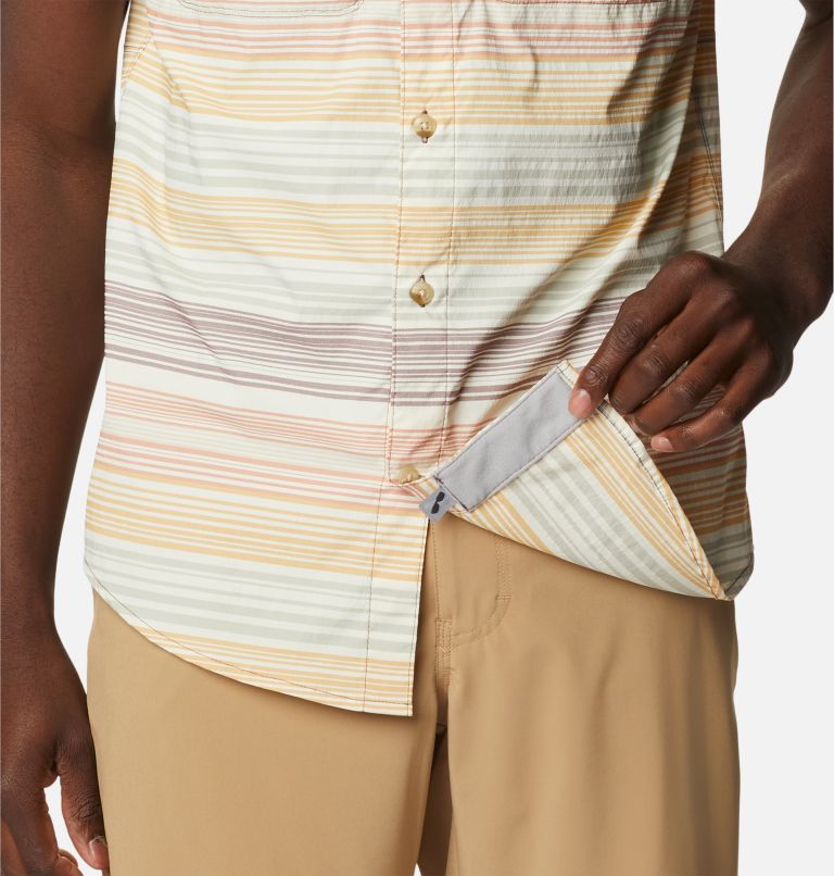 Men's Newton Ridge Plaid Short Sleeve Shirt, Color: Light Raisin Striped Sunset, image 6