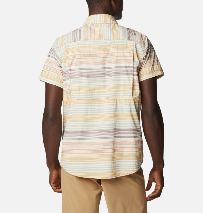 Men's Newton Ridge Plaid Short Sleeve Shirt, Color: Light Raisin Striped Sunset, image 2