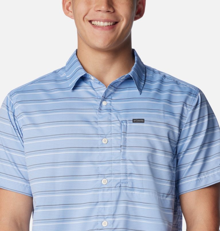 Men's Silver Ridge Utility Lite Novelty Short Sleeve Shirt, Color: Skyler Chambray Stripe, image 4