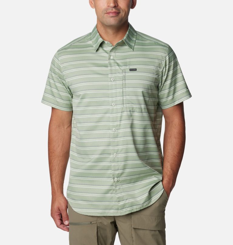 Thumbnail: Men's Silver Ridge Utility Lite Novelty Short Sleeve Shirt - Tall, Color: Canteen Chambray Stripe, image 1