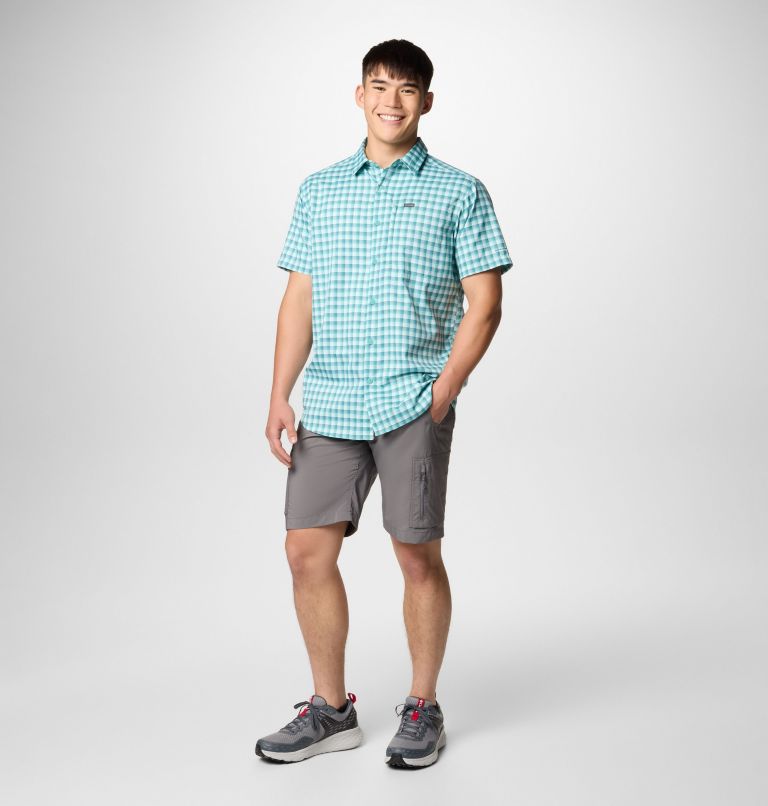 Men's Silver Ridge Utility Lite Novelty Short Sleeve Shirt - Tall, Color: Ripple Blue Pulaski Plaid, image 2
