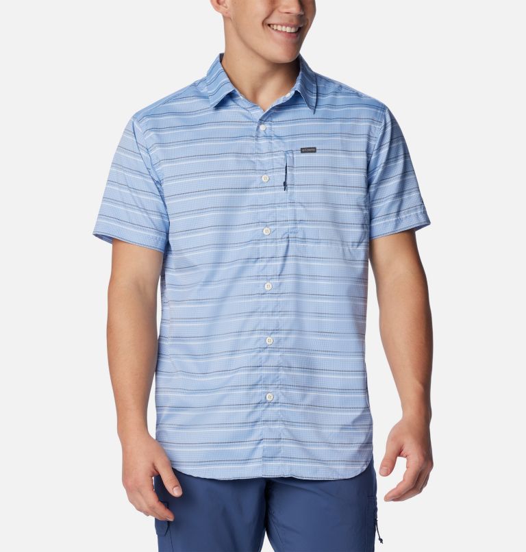 Men's Silver Ridge Utility Lite Novelty Short Sleeve Shirt - Tall, Color: Skyler Chambray Stripe, image 1
