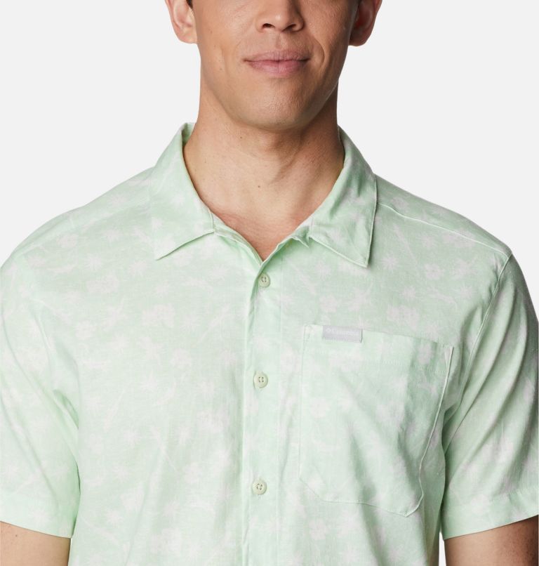 Men's Sage Springs Linen Short Sleeve Shirt, Color: Ice Green Desert Daze, image 4