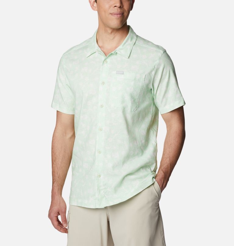 Men's Sage Springs Linen Short Sleeve Shirt, Color: Ice Green Desert Daze, image 5