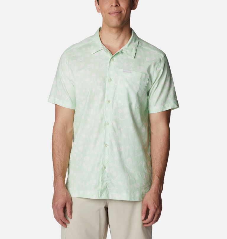 Thumbnail: Men's Sage Springs Linen Short Sleeve Shirt, Color: Ice Green Desert Daze, image 1