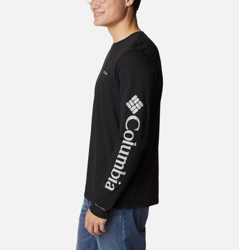 Thumbnail: Men's Thistletown Hills Long Sleeve Logo T-Shirt - Tall, Color: Black, image 3