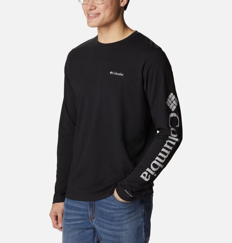 Thumbnail: Men's Thistletown Hills Long Sleeve Logo T-Shirt, Color: Black, image 5