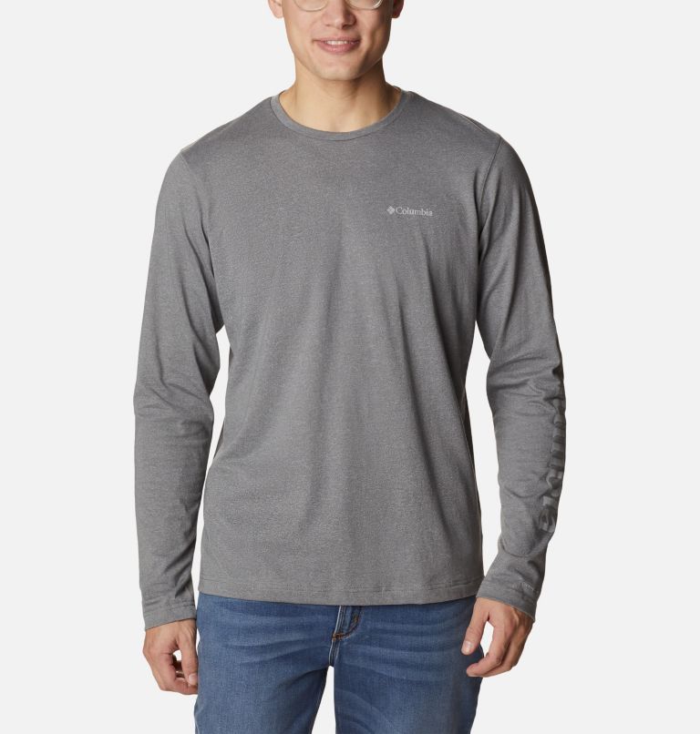 Men's Thistletown Hills Long Sleeve Logo T-Shirt - Tall, Color: City Grey Heather, image 1