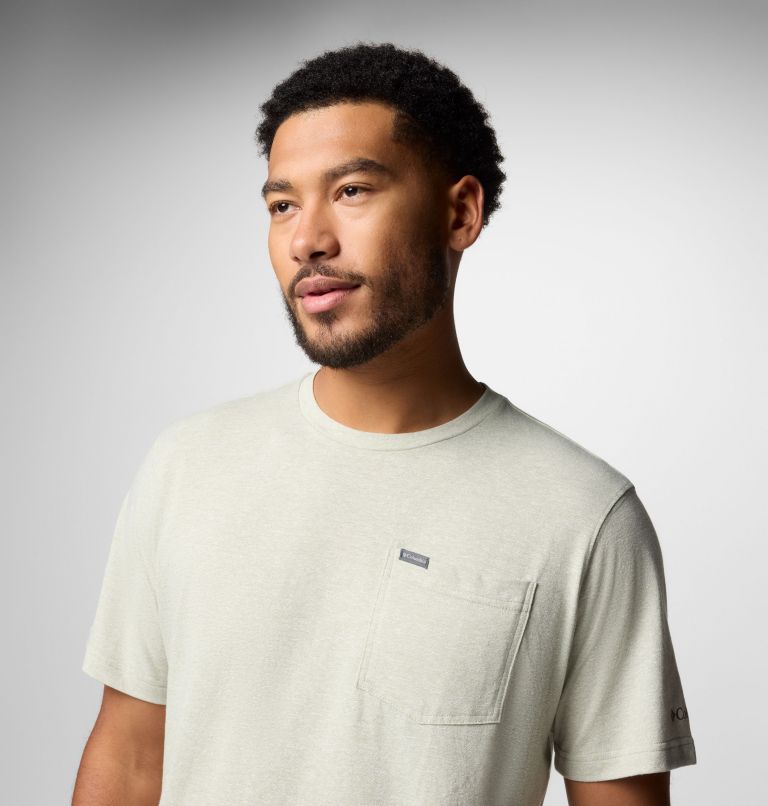 Camiseta técnica con bolsillo Thistletown Hills para hombre, Color: Safari Heather, image 5