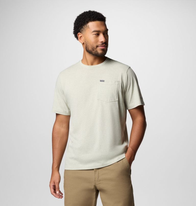 Camiseta técnica con bolsillo Thistletown Hills para hombre, Color: Safari Heather, image 1