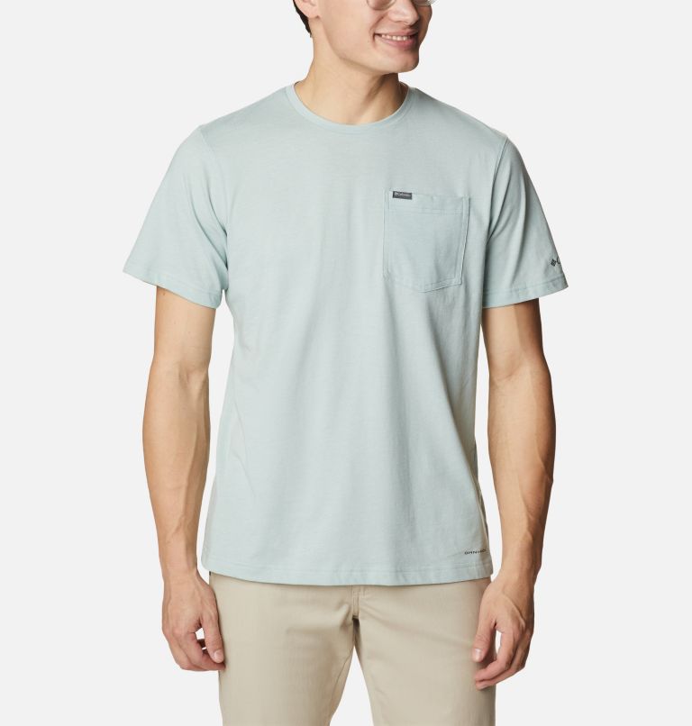 Thumbnail: Men's Thistletown Hills Pocket T-Shirt - Tall, Color: Niagara Heather, image 1