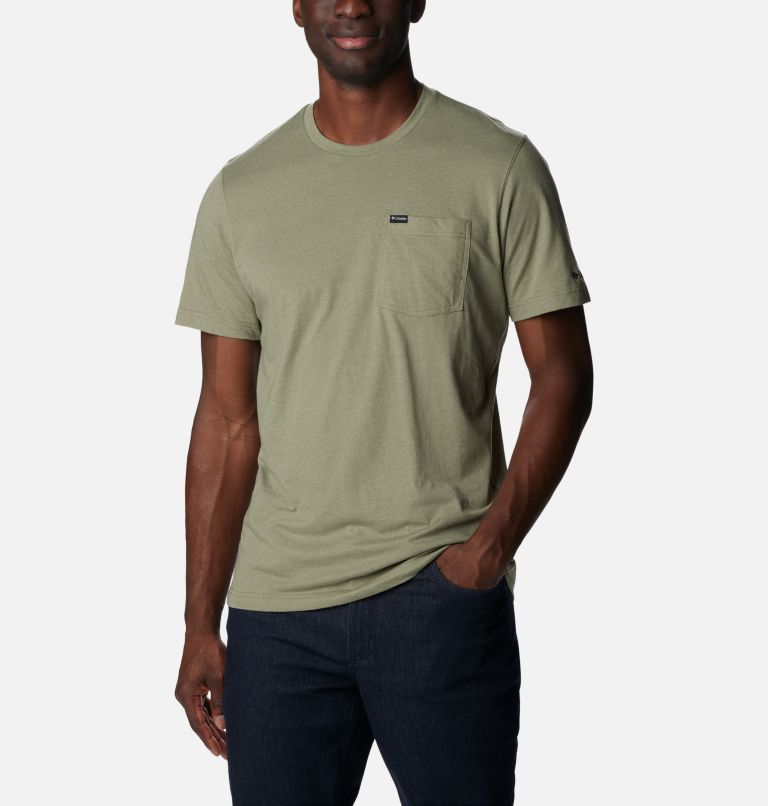 Men's Thistletown Hills Pocket T-Shirt, Color: Stone Green Heather, image 5