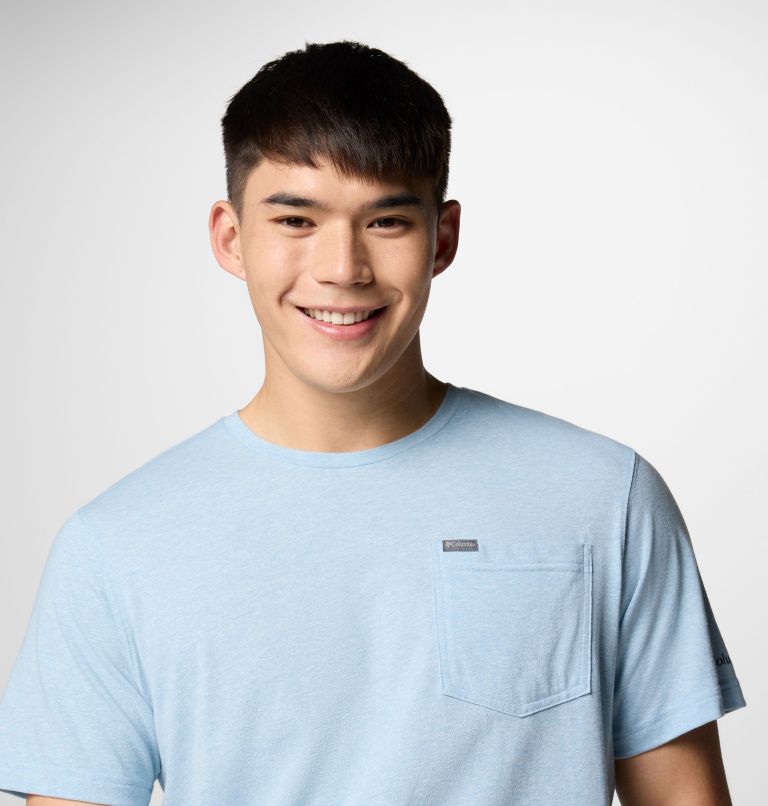 Men's Thistletown Hills Pocket T-Shirt, Color: Ripple Blue Heather, image 5
