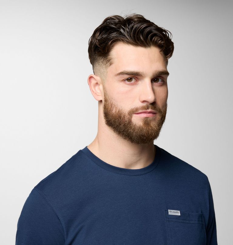 Men's Thistletown Hills Pocket T-Shirt, Color: Collegiate Navy Heather, image 5