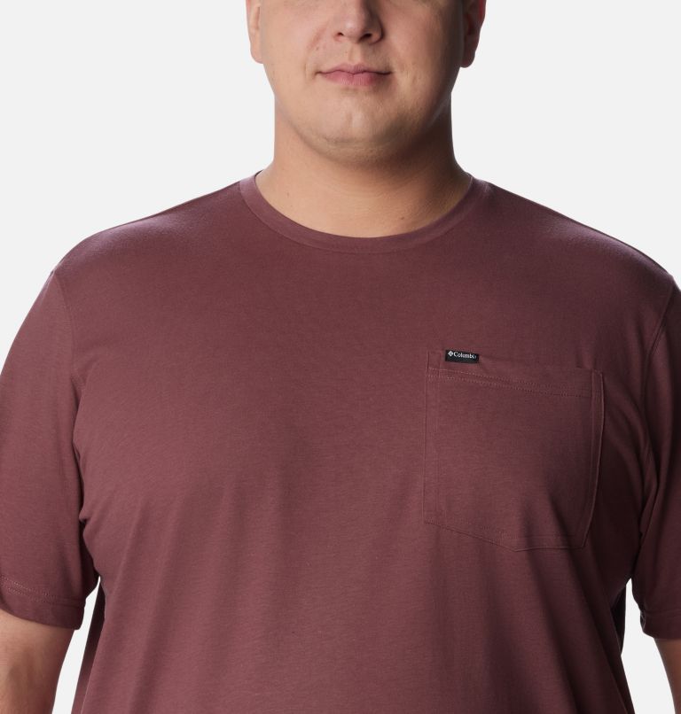 Thumbnail: Men's Thistletown Hills Pocket T-Shirt - Big, Color: Light Raisin, image 4