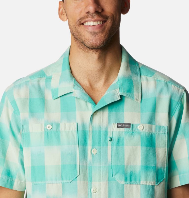 Men's Scenic Ridge Short Sleeve Shirt, Color: Ice Green Ikat, image 4