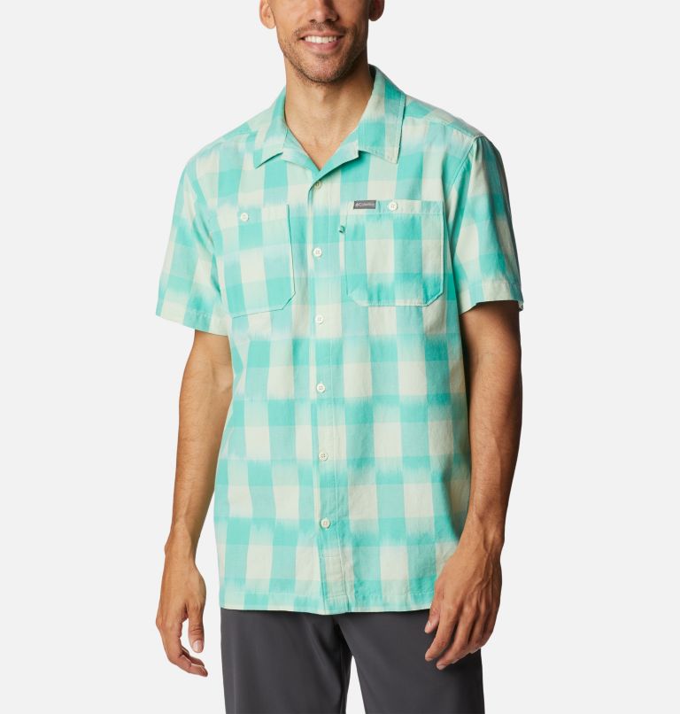 Men's Scenic Ridge Short Sleeve Shirt, Color: Ice Green Ikat, image 1