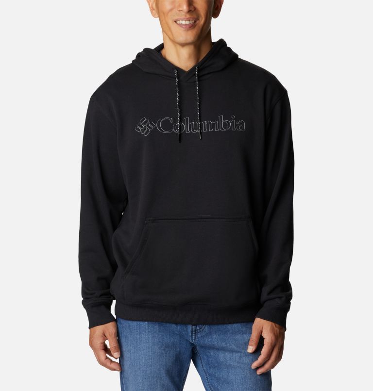 Thumbnail: Men's Columbia Lodge French Terry II Hoodie, Color: Black, CSC Branded Shadow Graphic, image 1