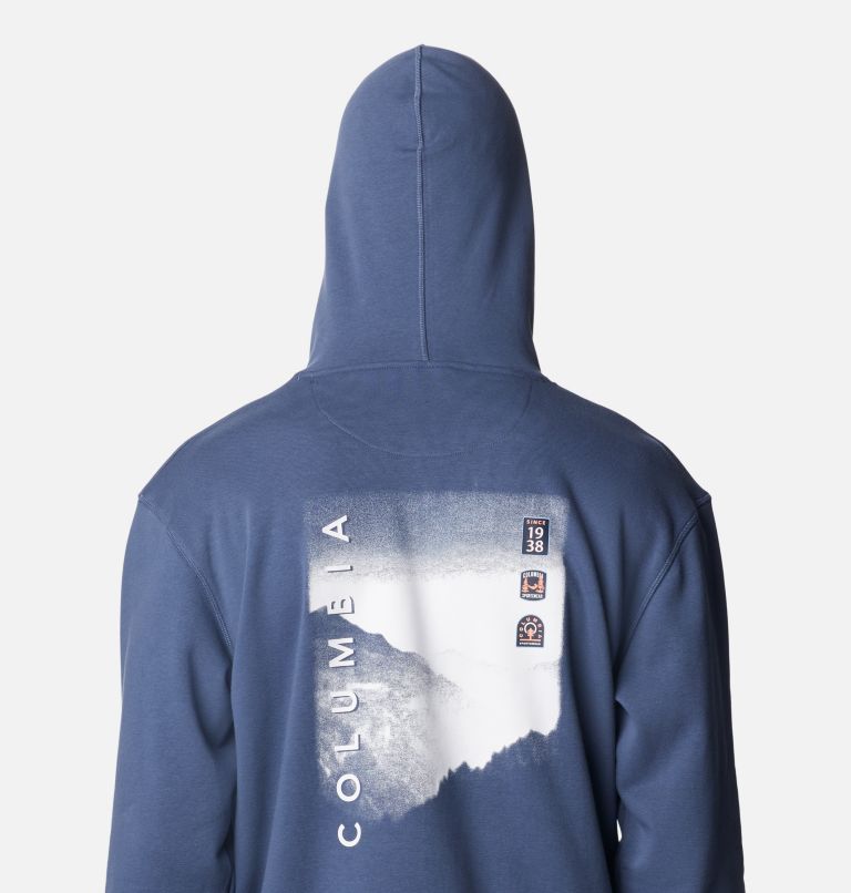 Men's Columbia Lodge French Terry II Hoodie, Color: Dark Mountain, Hazy Hills Graphic, image 5