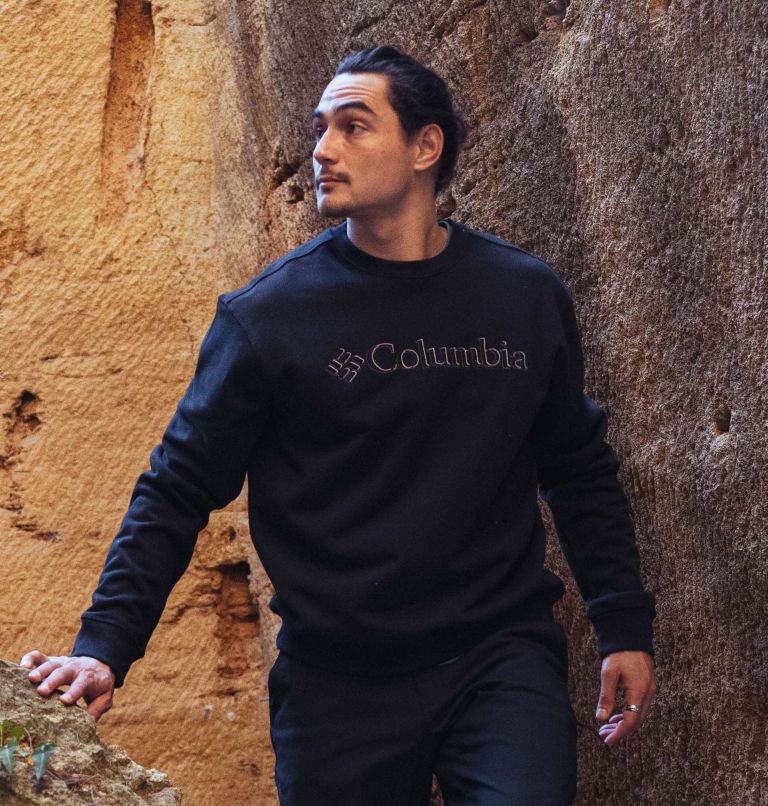 Thumbnail: Men's Columbia Lodge French Terry II Sweatshirt, Color: Black, CSC Branded Shadow Graphic, image 6