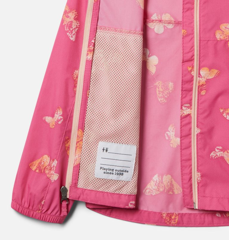 Girls' Switchback Springs Jacket, Color: Wild Geranium Flutter Wonder, image 3