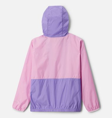 Columbia Back Bowl Hooded Windbreaker Bright Aqua/purple Lotus/desert