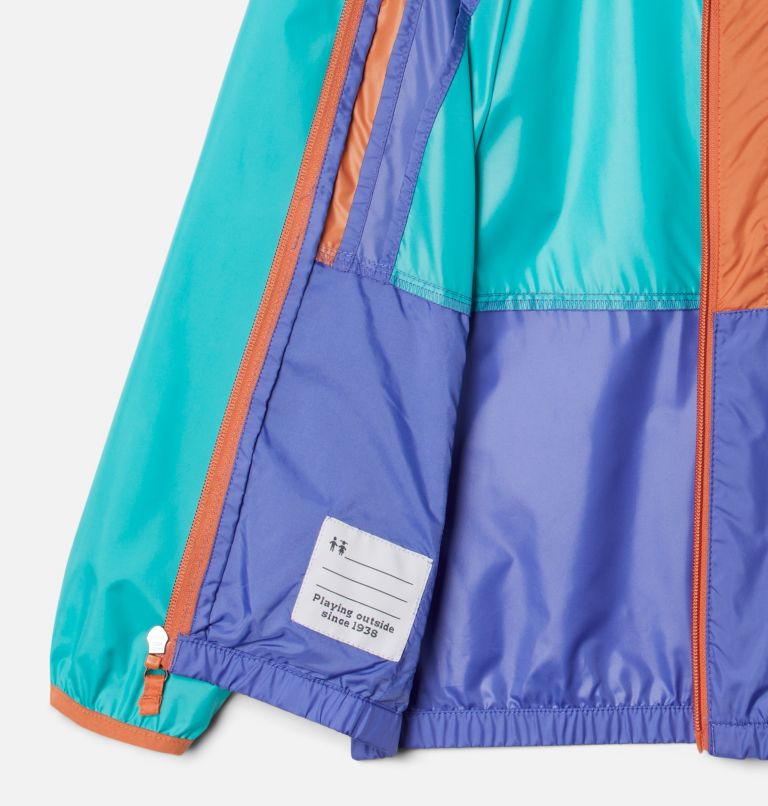 Youth Back Bowl Hooded Windbreaker, Color: Bright Aqua, Purple Lotus, Desert Orange, image 3